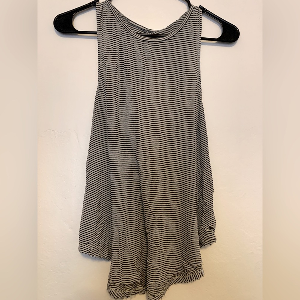 American Eagle Open Back Black and White Striped Tank Top
